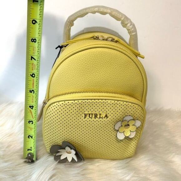 Furla Frida Yellow Leather Floral Appliqué Mini Backpack New with tag - Picture 8 of 11